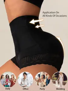 Women's High Waist Shapewear Panties, Lace Patchwork Sexy Underwear Lingerie, Seamless Butt Lifting, Daily Casual Everyday High Waist Briefs, Smooth, Feminine, Womenswear, Style