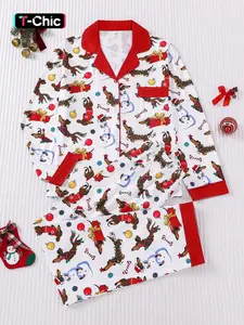 2-piece Christmas gift set: scarf, snowman, sausage dog, striped bone, colored bell, soft, comfortable, skin-friendly, smooth, suitable for home wear, casual wear, Loungewear, Christmas pajamas