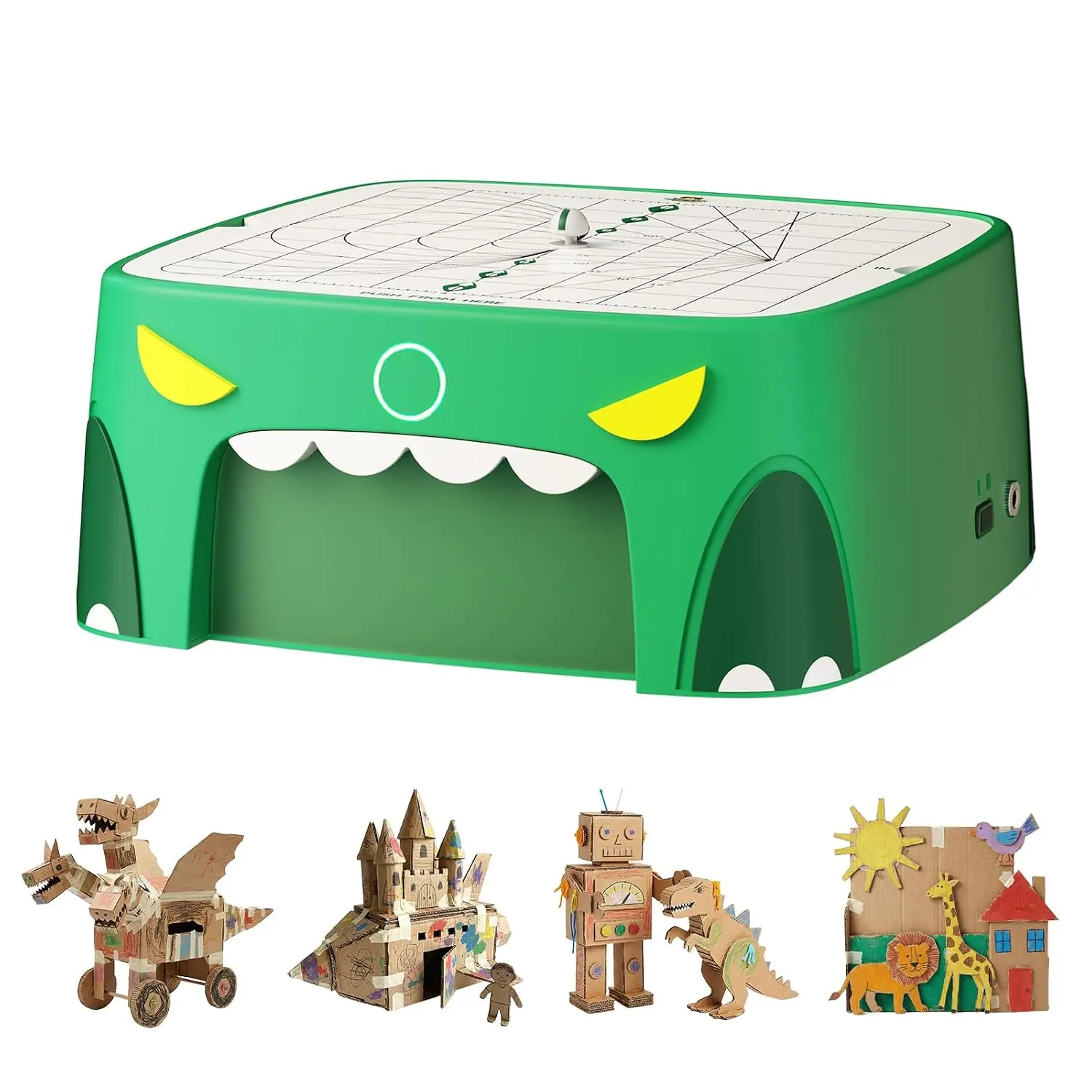 SainSmart x BeaverBot C2 Bladeless Kids Cardboard Cutter, Safe Dinosaur STEM Toy for Ages 4-12, Aluminum Panel Storage-Maintenance-Protection DIY Craft Kit, 2-Speed Educational Gift for 3D Models & Forts