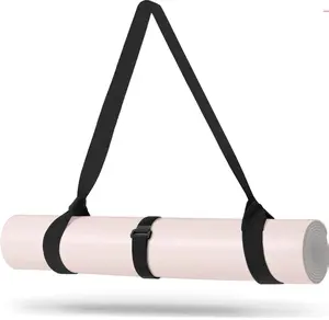 Yoga Mat Carrier Strap - Adjustable Thick and Wide Strap for Carrying Mat or Stretching, Black