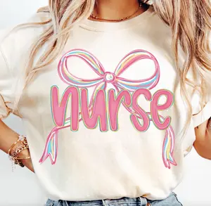 Nurse Coquette T-Shirt, Girly Pink Nursing Shirt, Preppy Nurse Life Hoodie, RN Bow Sweatshirt, Nurse Appreciation Gifts, Gift for Nurse, CNA Outfit