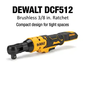 DEWALT DCF512 Cordless Dual-Purpose Electric Ratchet Wrench & Compact Drill Set - 0-250rpm Stepless, 1.1kg, Chrome Sockets, High Torque Power Tool with Batteries & LED Lights