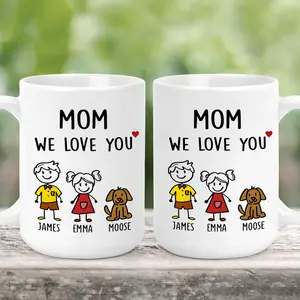 Personalized Mom Ceramic Mug - 11oz & 15oz, Mom Birthday Gift, Mothers Day Gift From Daughter Son Kids,Funny Coffee Mug For Mothers, Drinkware