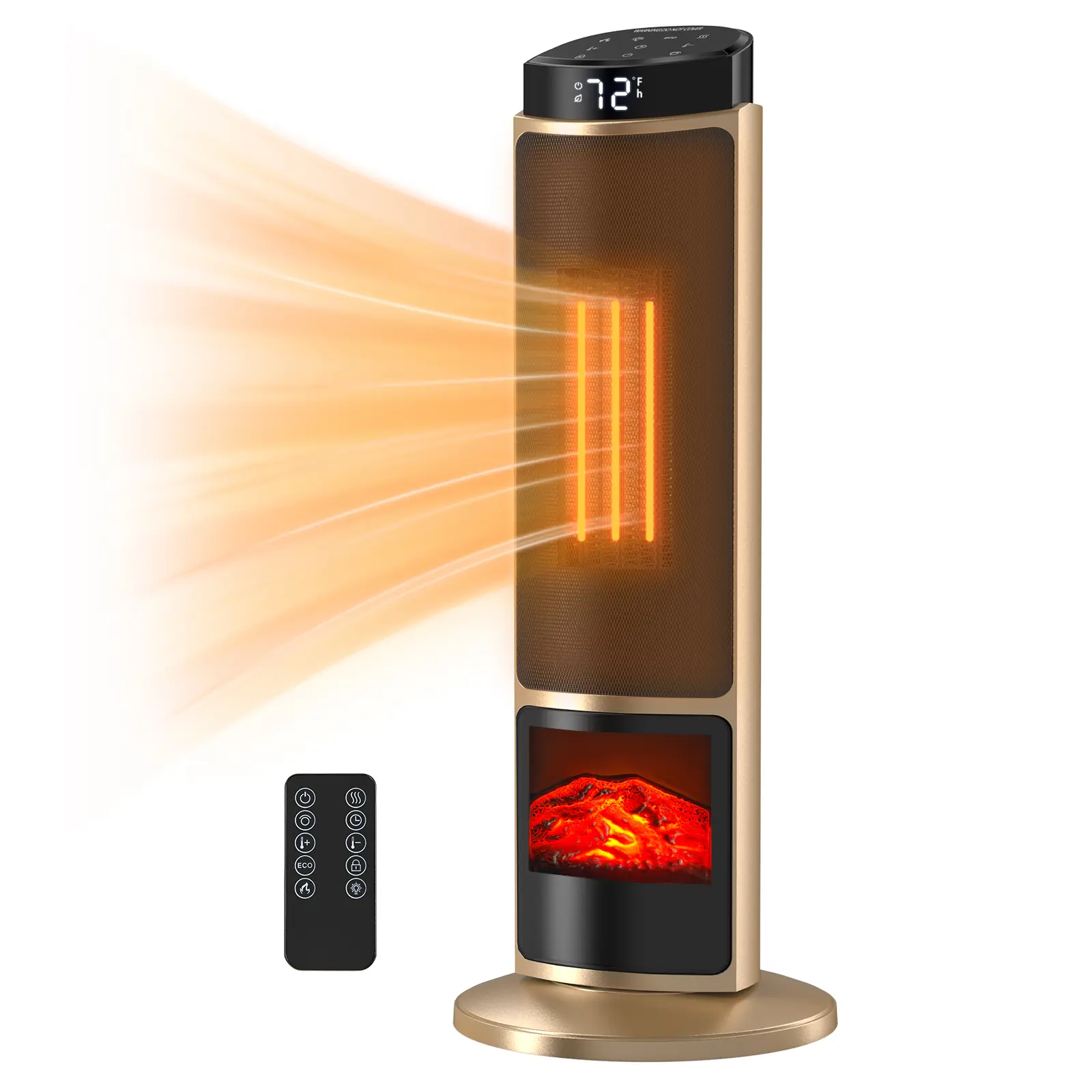 Space Heaters for Indoor Use with 3 Light Colors, Heaters for Bedroom Adjustable Thermostat with Remote, 60°Oscillation, Tip-over Protection Up to 95°F