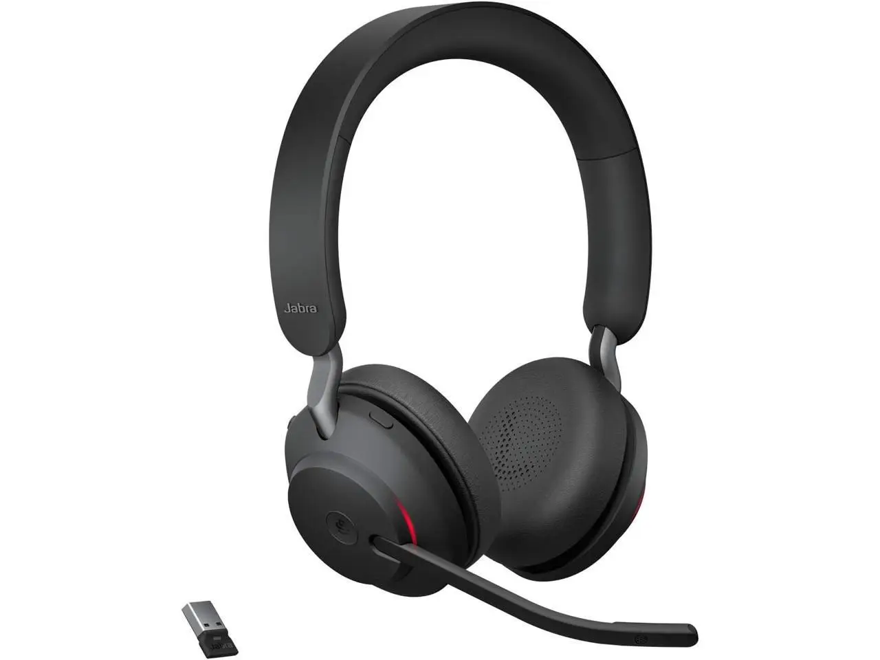 Jabra Evolve2 65 Bluetooth Wireless Headset with Mic for Calls and Music, Dual-Ear Headphones with USB-A Adapter, Up to 37 Hours Battery, Noise-Cancelling, Works with Microsoft Teams, Black (189)