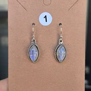 Raindbow Moonstone Sterling Silver Dangle Earrings