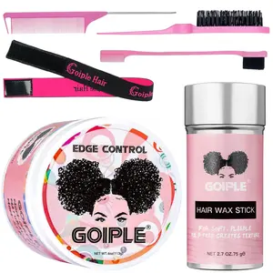 Edge Control Wax Stick for Women - Strong Hold, Non-Greasy,Edge Brush, and Hair Comb for All Hair Types Smooth Organic Strawberry Gel Long Lasting