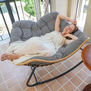 Outdoor/Indoor Rocking Chair – Rattan Wicker Papasan Lounge Chair for Porch, Garden, Living Room & Bedroom