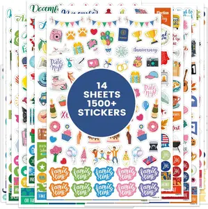 Planner Stickers - Holiday Seasonal Planner/Calendar Sticker, Over 1500 Stickers Per Pack, Colorful, Festival Theme Design Accessories Decorate Your Planner
