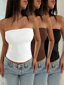 Women's Strapless Solid Color Top, Minimalist Design for Daily Wear, Multiple Colors Available, Casual Summer Fashion, Womenswear, Lady