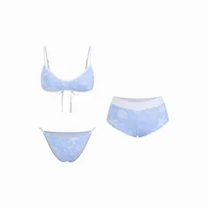 Cider Scoop Neckline Shell & Starfish Graphic Contrast Binding Bracelet Bikini Set With Cover Up Shorts SwimWeek