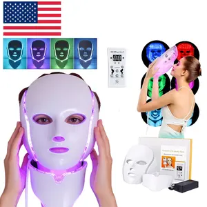 LED Mask 7 Color Adjustable Skin Tone Neck Care Mask, Anti-Wrinkle LED Face Mask, Photon Therapy Facial Beauty Device, Facial Beauty Instrument