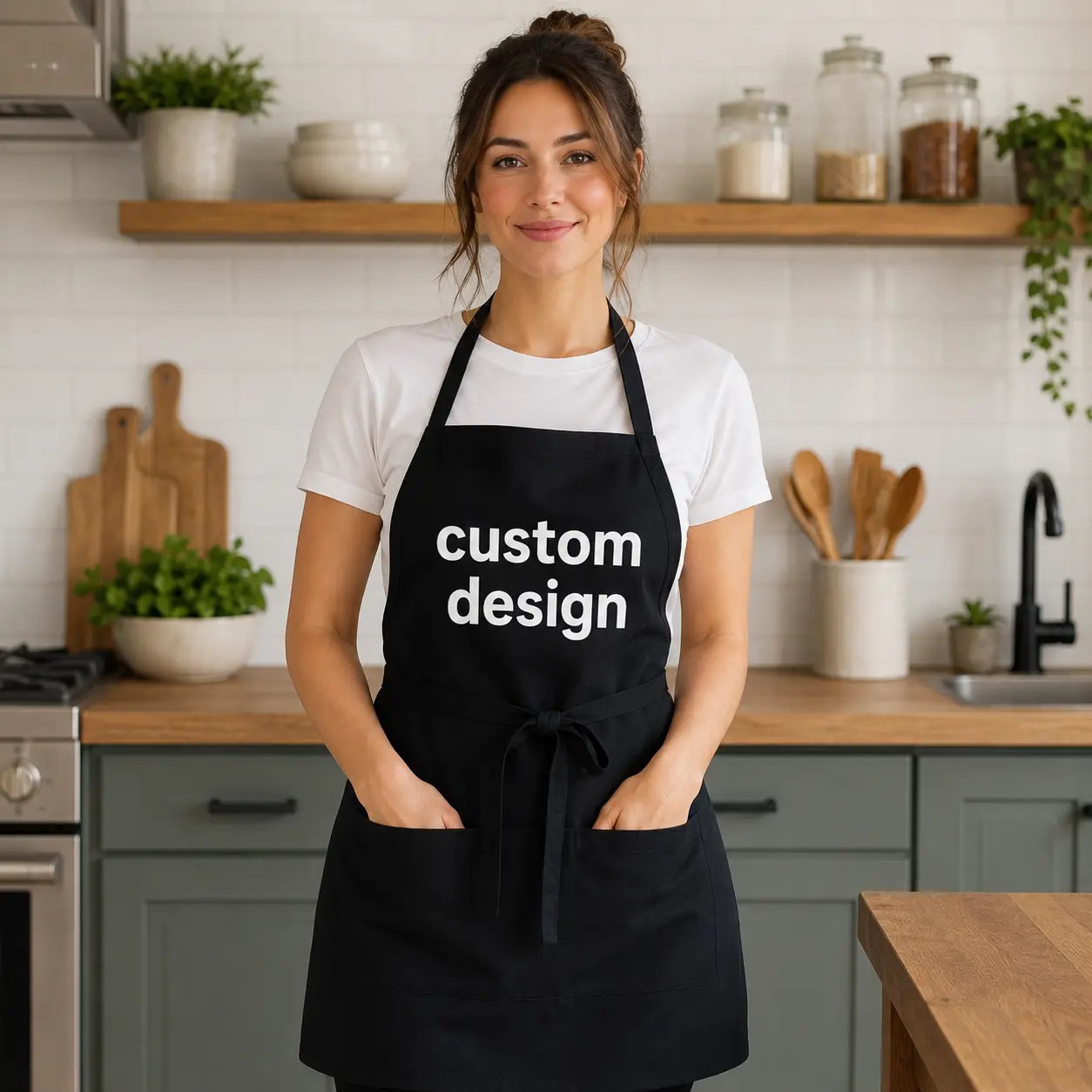 Custom Adjustable-Strap Pocket Apron - Multifunctional Art, Business Waist-Worn Home Care Supply with Pockets