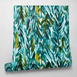 Opalhouse Green Tropical Leaves 198"x20" Peel and Stick Wallpaper Nature, Green