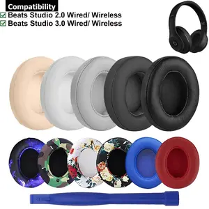 1Pair Replacement Earpads Ear Cushions Pads Muffs for Beats Studio 2 3 2.0 3.0 Wireless Wired Over Ear Headphones Soundproof Foam Headset