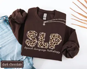 SLP Sweatshirt, Speech Language Pathology T-Shirt, Speech Therapist Work Sweater, SLP Leopard Cheetah Print Pullover, Speech Pathology Crewneck, SLP SLPA Gift