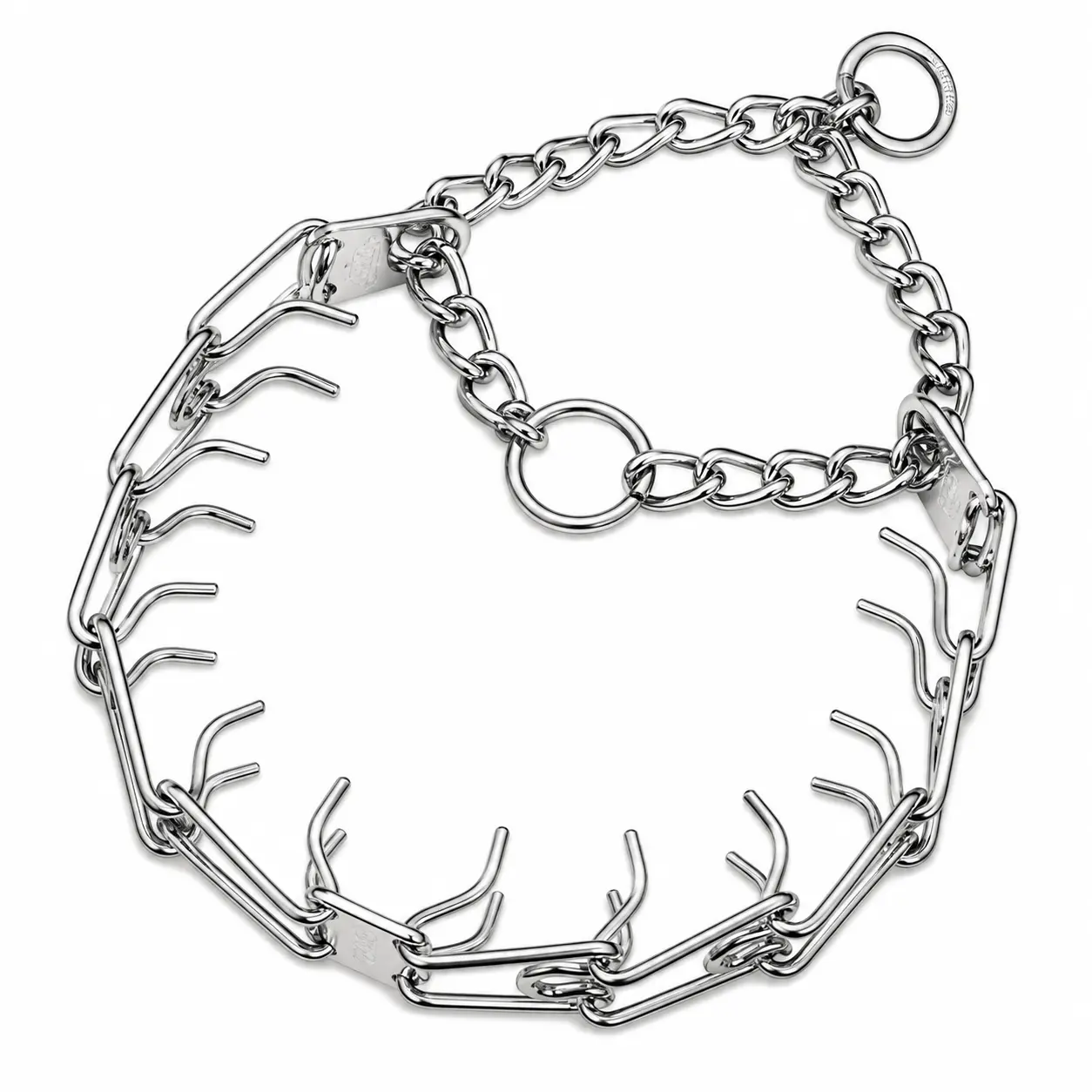 HERM SPRENGER - Chrome ULTRA-PLUS Prong Collar with Center-Plate and Assembly Chain