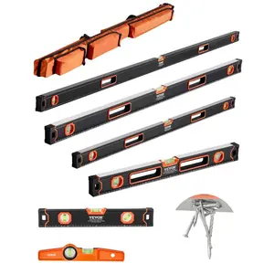 fathersdaygift VEVOR 6-Piece Torpedo Level, 78/48/32/24/16/10 Inch All Magnetic Levels Set, Bubble Vials Ruler for 45/90/180 Degree, Aluminum Alloy Magnetic Box Leveler Tool, Shock-Resistance, SAE and Metric Scale