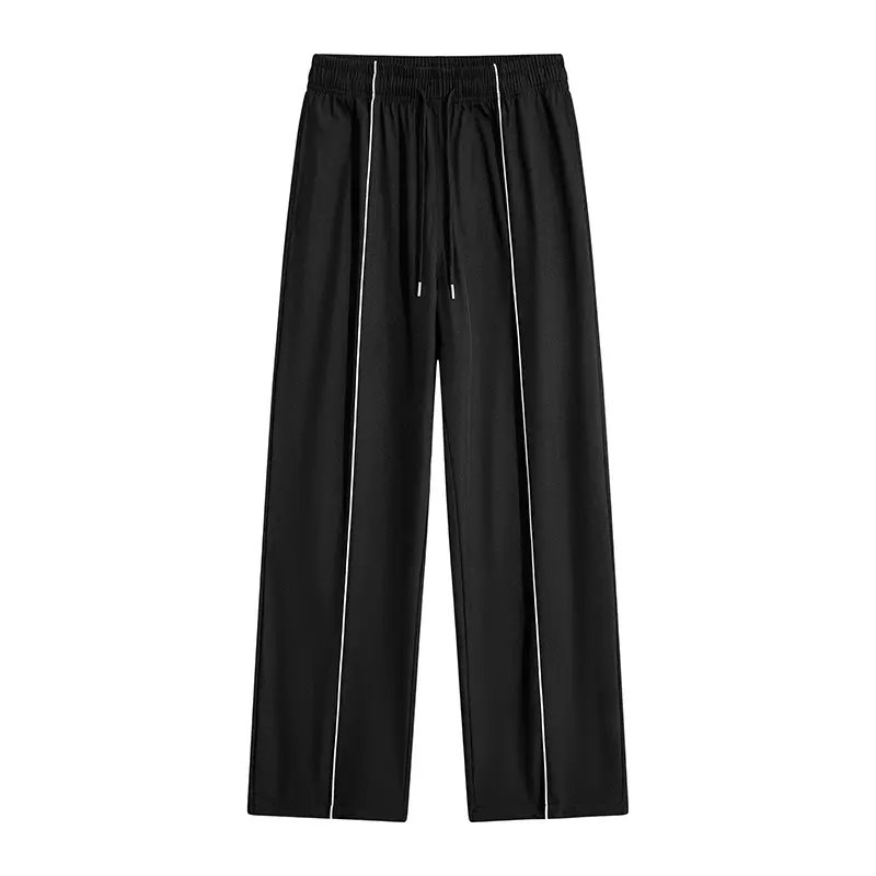 freeship Men’s with Pockets — Solid Color Training/Track , Straight-Leg Street, Fashionable Basic Wide-Leg Design mens jogger workout  men athleisure loose long  bagg uncuff boys sweatpants black gym summer fit Casual Loose-Fit Drawstring Pants slacks