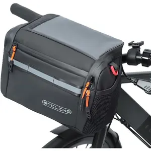 Handlebar Bag, Insulated Cooler Front Frame Bag with  Screen Phone Holder, 4L Water Resistant  Basket Storage Pouch, Convertible  Pack for Ebike MTB Road