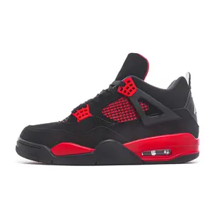 Timeless Black Red Vintage Basketball Trainers Unisex Bold Color Block Design Air Cushion Comfort Shock Absorption Non Slip Casual Streetwear Sneakers
