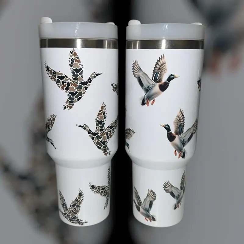 40 Oz Mallard Duck Tumblers - Double Wall Vacuum Insulated Cups with Tapered Slim-Base Design, Ergonomic Handle & Easy-to-Open Twist-On Lid - Bottle