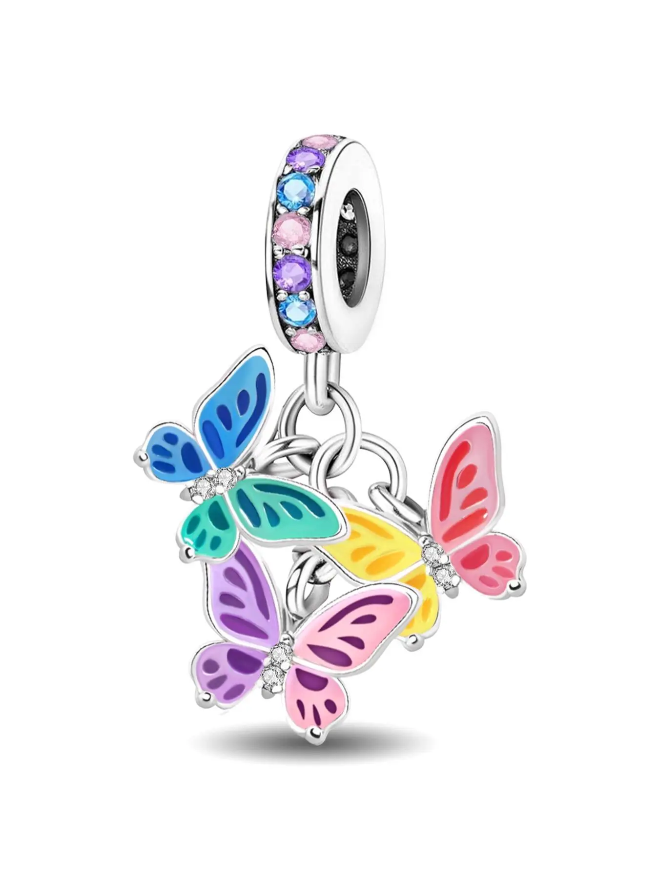 New Original Designed Silver Color Plated Charm Plant Tulip Sunflower Insect Beatiful Butterfly Collection Beads Charm Pendant Ball Suitable for Bracelets Making Kits DIY Women's Jewelry Gift  Anniversary Gift Ladies Daily Wear Decoration Charms Bracelet