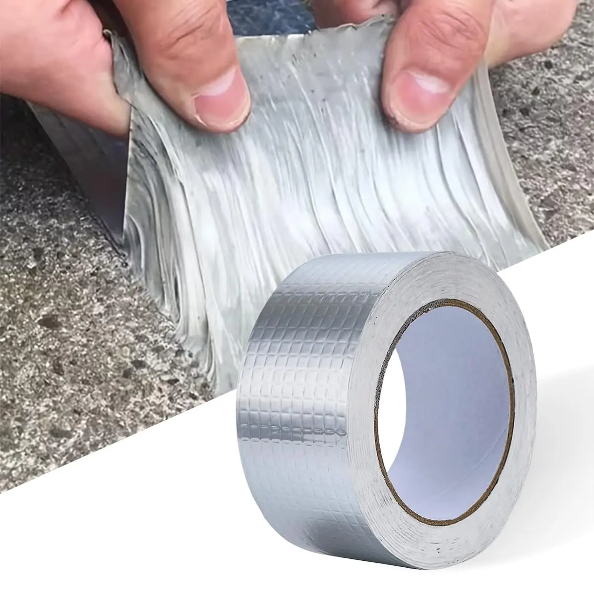Butyl Aluminum Foil Peel-and-Stick Tape - 1.97in W × 196.85in L, -40°C to 120°C Water Resistant Sealer, for Roof Repair, Metal Surfaces, Shingle & Gutter Fixes, Brick, Gypsum Board & Camping Supplies (Hardware Tools)