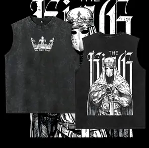 Washable vest Baldwin IV “The Leper King” Washed  ,Vintage Washed Gothic Faith Streetwear, Crusader King of Jerusalem , Jerusalem Cross Medieval Christian , Jesus Apparel, Christian Outfit