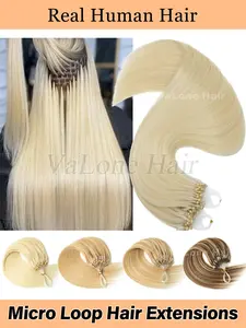 Micro Loop Hair Extensions, Real Hair Extensions, Lightweight Individual Extensions Unisex All Hair Types 12-20 Inches Natural Human Hair Straight Invisible Beads, Beginner Friendly, Suitable For Women, Brides, Daily Wear, Holiday Essential