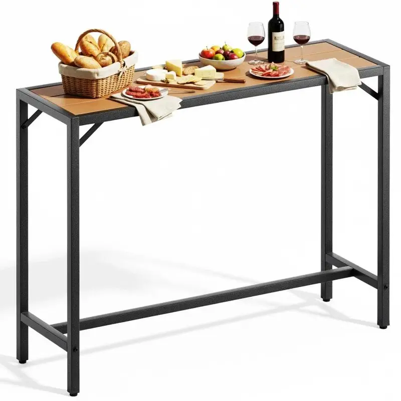 MAMIZO Outdoor Bar Table, Rectangle Patio Counter Height Table High Pub Table with Waterproof Top & Sturdy Metal Frame
