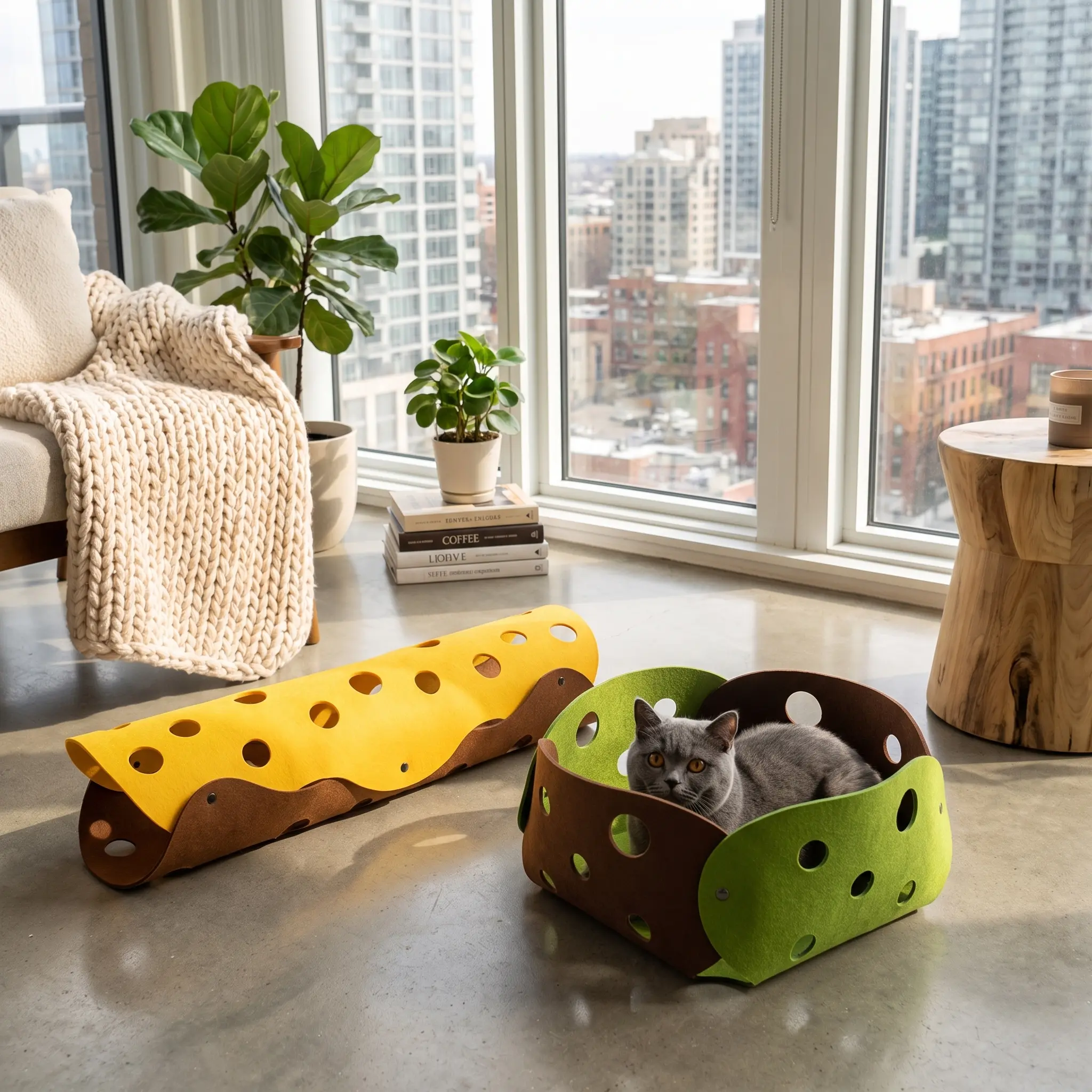 Felt Cat Tunnel — Collapsible Peekaboo Hideaway