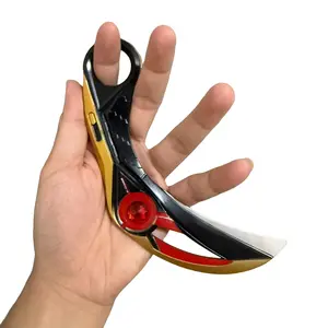 Zinc Alloy Karambit Knife Prop, 16.5cm Unsharpened Role-Playing Weapon, Gold Style, Halloween, Gaming Enthusiasts, Party Accessories