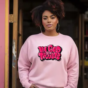 Women's Casual Graphic Crewneck Pullover Hoodie - Prayer Warriors Bold Letter, Blush Pink Longsleeve Sweatshirt, Soft Comfortable Fabric Womenswear Top