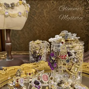 GM Mystery Jewelry Jar—Royal Victorian Baroque Jewelry Set with Multicolor Gemstones, Complete Matching Necklace, Earrings, Ring & Bracelet Collection for Women | Luxury Gift for Her & Elegant Storage Organizer Jar