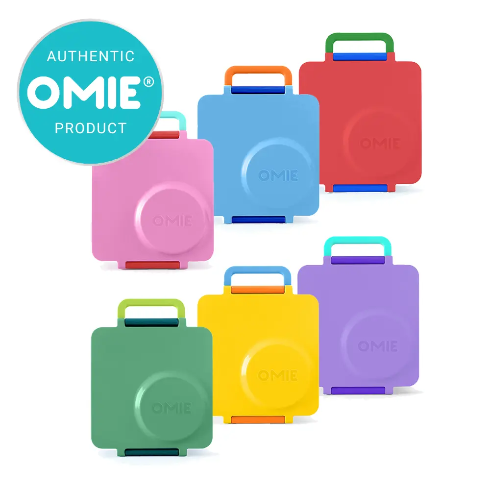 Omie Compact Leakproof Insulated Lunchbox Cooler for Kids - 3-Compartment Portable Bento Box with Stainless Steel Insulated Container, Silicone & Plastic Tableware, Easy-to-Clean Sturdy Nontoxic Lunch Boxes Kitchenware Set