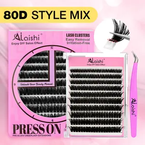 Ailaishi 50D/80D Glue-Free Eyelash Cluster – 10–18mm Lashes | Waterproof DIY Lash Extensions for Girls | Beginner-friendly Household Cosmetics, Includes Tweezers