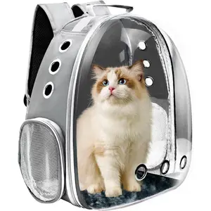 Cat Backpack Carrier, Pet Cat Carrier with Ventilated Design for Carrying Puppy Cats, Pet Carrier Back Pack Bag Space Capsule for Traveling/Hiking/Camping/Outdoors (Grey)