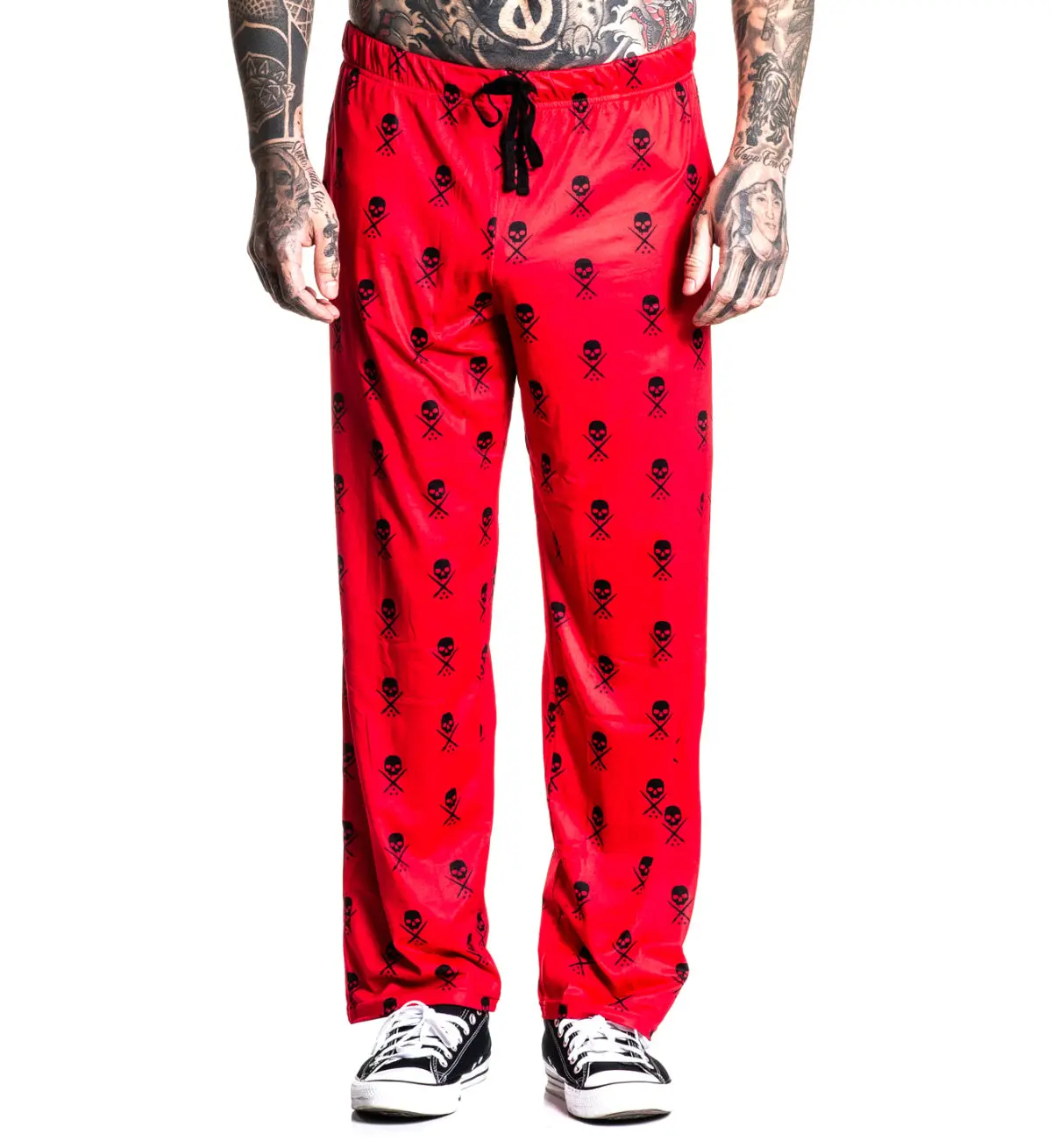 Sullen Clothing Badge Pajama Pant Sublimated Badge Repeat Pattern Soft Stretch Drawstring Pant- Red