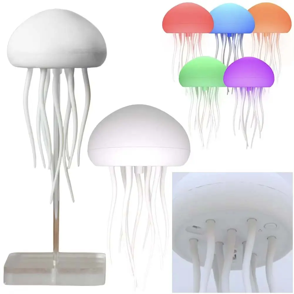 Sound-Activated Jellyfish Lamp with Dancing Legs, Color-Changing LED Lights, Rechargeable Cordless Light - Plastic Jellyfish Lighting, Battery-Powered Nightlight for Home Decor, Kids' Gift, Colorful Nightlight, Decorative Light