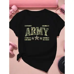 camouflage ARMY Women's Plus Size Sports Short Sleeve T-Shirt