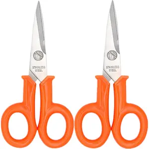 Craft Scissors 2 Pack 6 Inch Kevlar Scissor Electricians All Purpose Scissors for Office, Home, Crafting, Orange