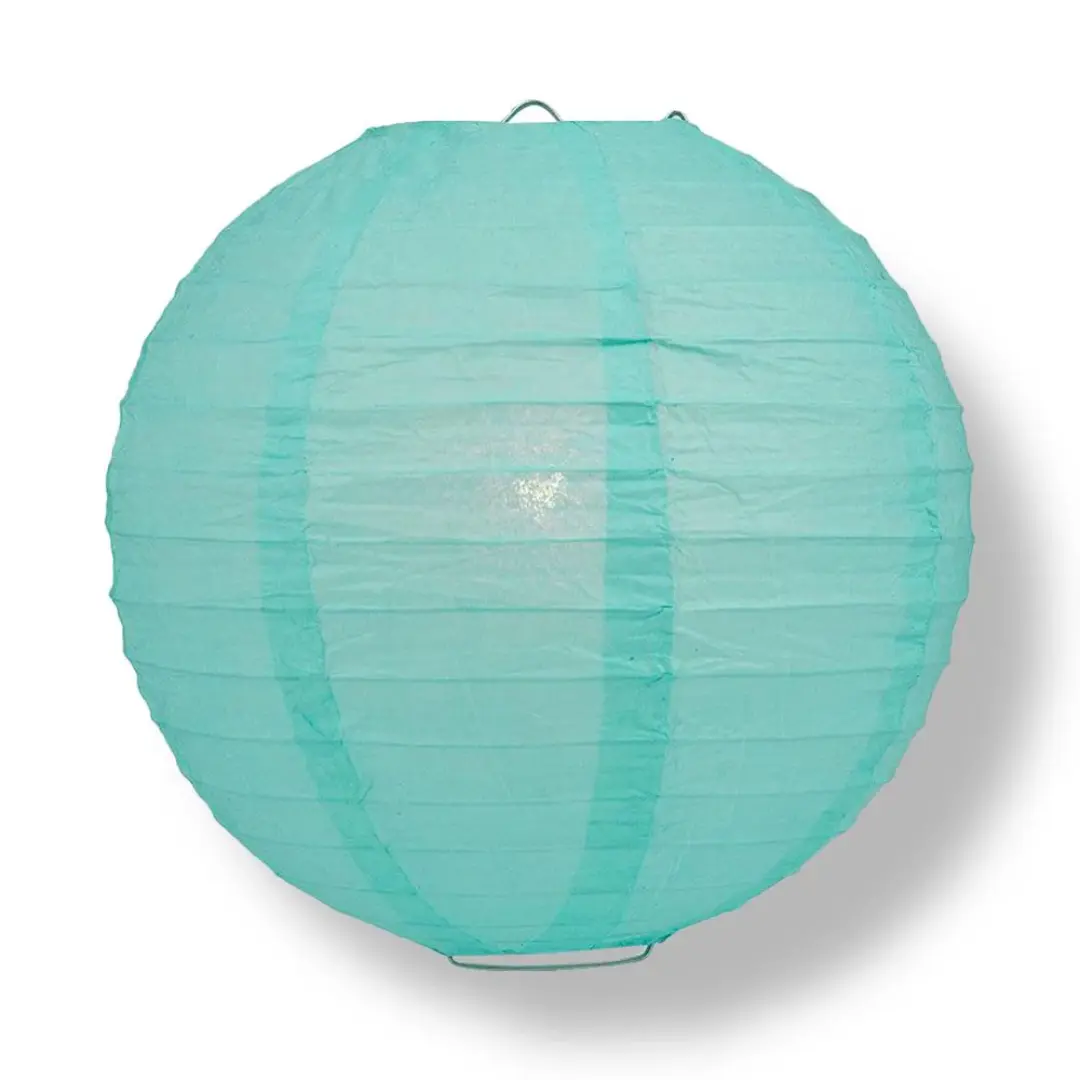 Water Blue Wire Frame Spherical Paper Lantern