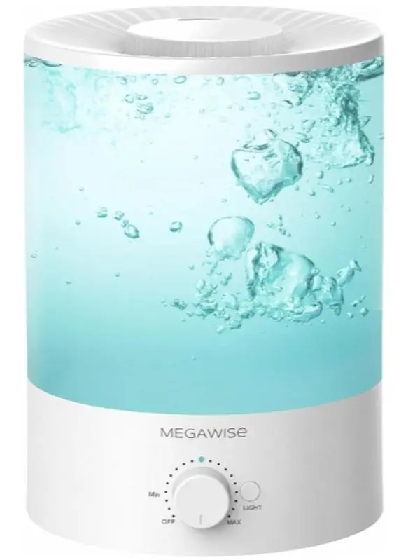 MEGAWISE 3.5L Ultrasonic Cool Mist Humidifier - Top-Fill, Essential Oil Diffuser, Quiet Operation, Mist + Light, Plastic Body, Universal Plug, Auto Shut-Off for Home, Office, Modern sohochic