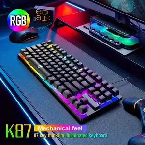 K87 RGB Mechanical Gaming Keyboard, 87-Key Ergonomic Design, Illuminated Backlight, Durable Wired Keyboard for PC & Laptop, Office & Gaming Use, Mechanical Backlit Keyboard