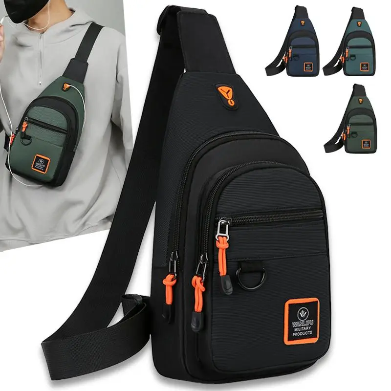 Men's Canvas Shoulder Messenger Bag, Multifunctional Chest Bag with Adjustable Strap, Waterproof for Cycling and Everyday Carry, Adjustable Wide Straps Men's Crossbody & Shoulder Bags