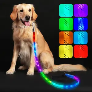 LED Light Up Dog Leash USB Rechargeable Tractor Rope for Night Walks, for Small Medium Dogs (8-100lbs), Gift for Pets dog harness Collars dogaccessories