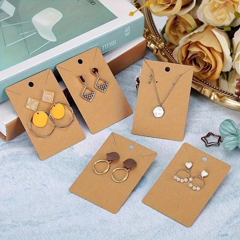 100pcs Blank Kraft Paper Ornaments, Cards, Paper Cards, Earrings, Necklaces, Packaging, Cards