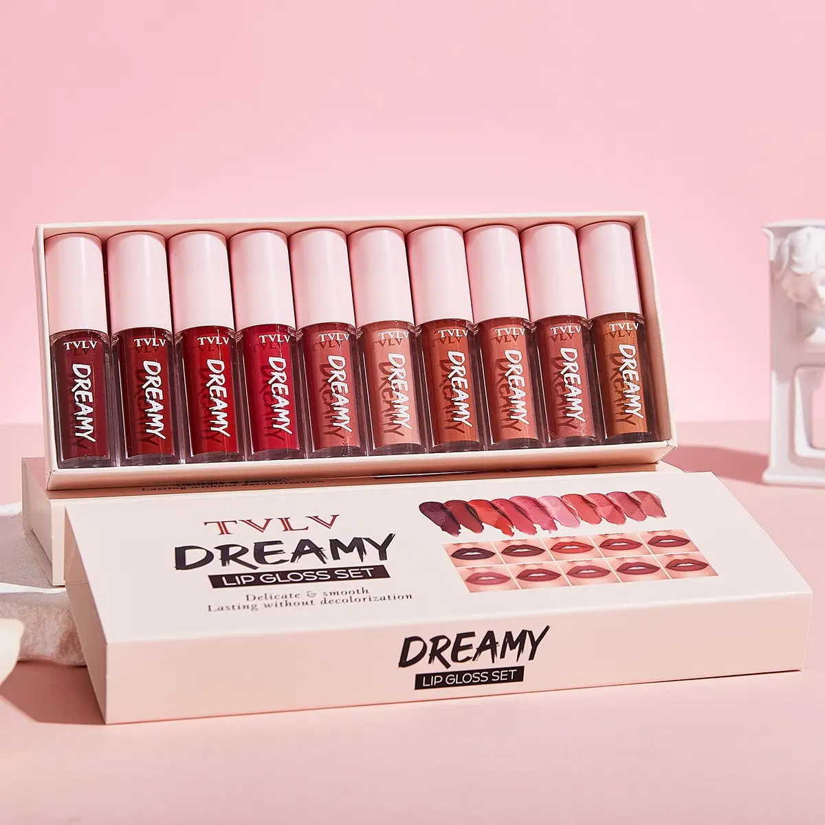 Matte Liquid Lipstick Lipgloss Glossy 10 Piece Set, Waterproof Long-Lasting Hydrating Moisturizing Full-Coverage Lip Stain, Cup-Proof Formula for All Lip Colors
