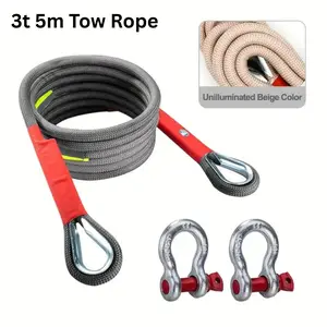Heavy-Duty 3-Ton Tow Rope (5M) for Vehicle Recovery, Durable Vehicle Recovery Tow Strap, Tow Rope with Protective Sleeve